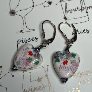 Heart-Shaped Floral Earrings with Multi Color Accents and 925 Sterling Silver